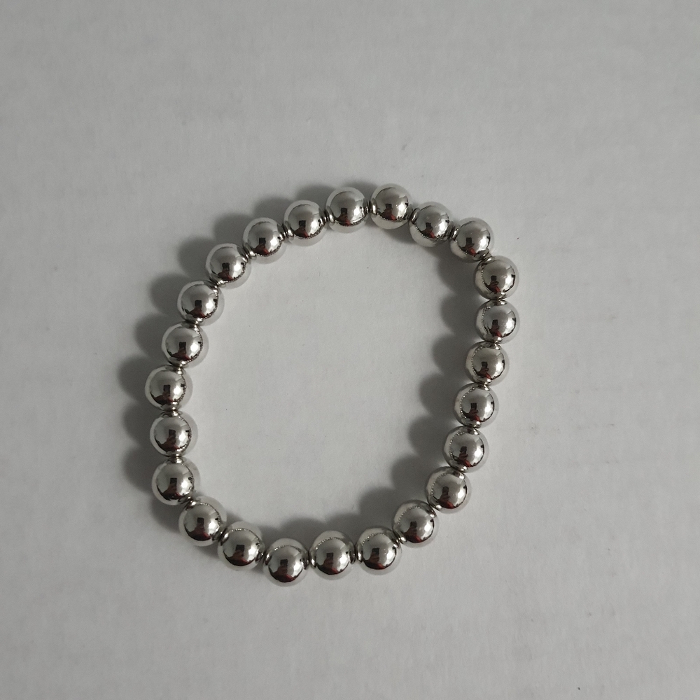 Silver Acrylic Beaded Bracelet